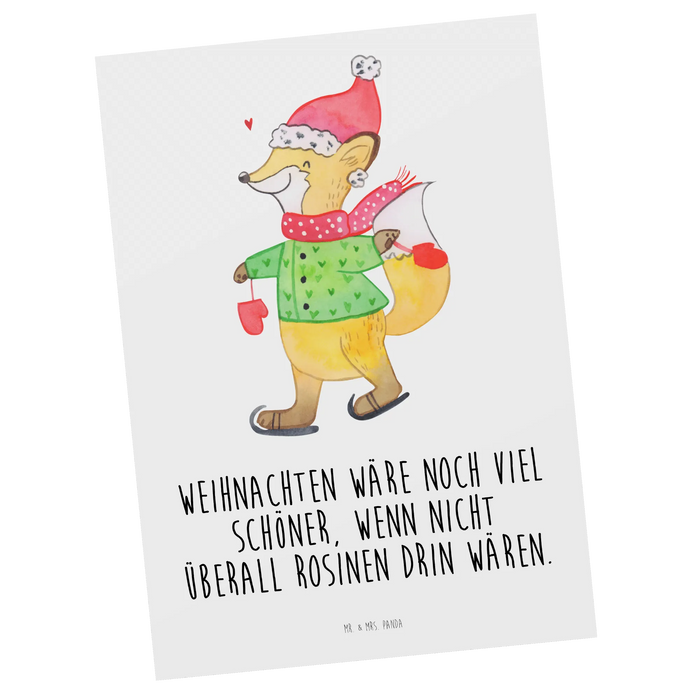 Postkarte Fuchs  Schlittschuhe