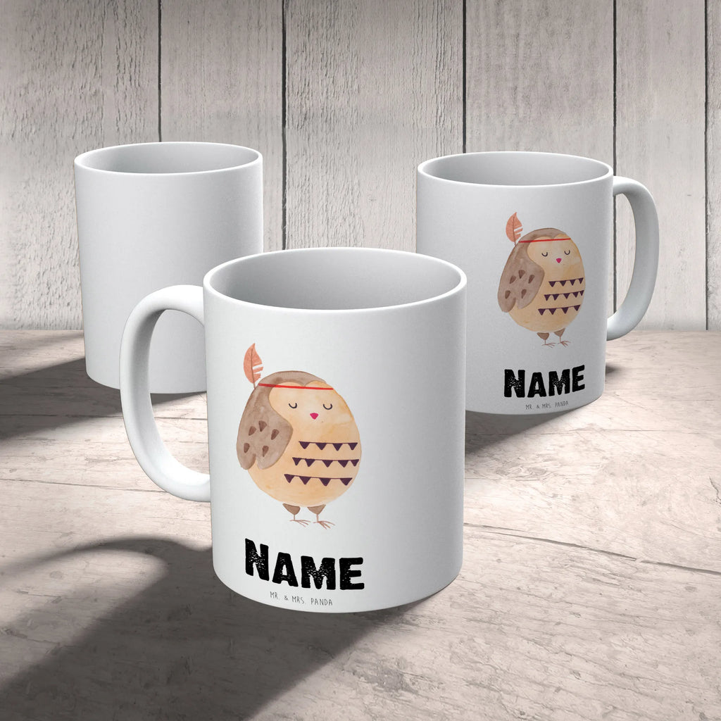 Personalisierte Tasse Eule Federschmuck Drucken, Tasse mit Namen, Namenstasse, Tasse, Namen, Personalisierte Tasse, Personalisiert, Wunschname, Eule, Dekoration, Eule Deko, Federschmuck, Reisespruch, Das Leben ist ein Abenteuer, Owl