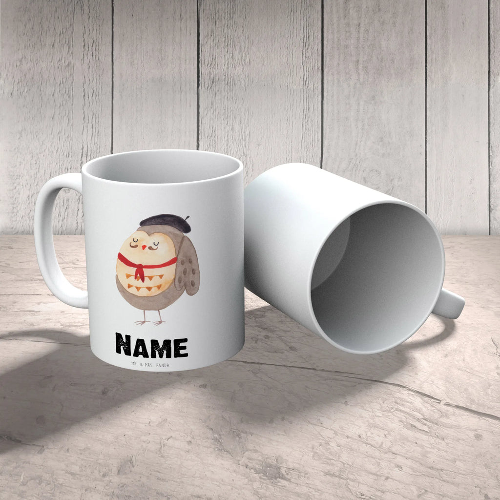 Personalisierte Tasse Eule Französisch Wunschname, Personalisierte Tasse, Personalisiert, Tasse mit Namen, Namenstasse, Tasse, Namen, Drucken, Eule, Eulen, Owl, hibou, Frankreich, das Leben ist schön, Eule Deko, La vie est belle, Spruch schön, Spruch Französisch