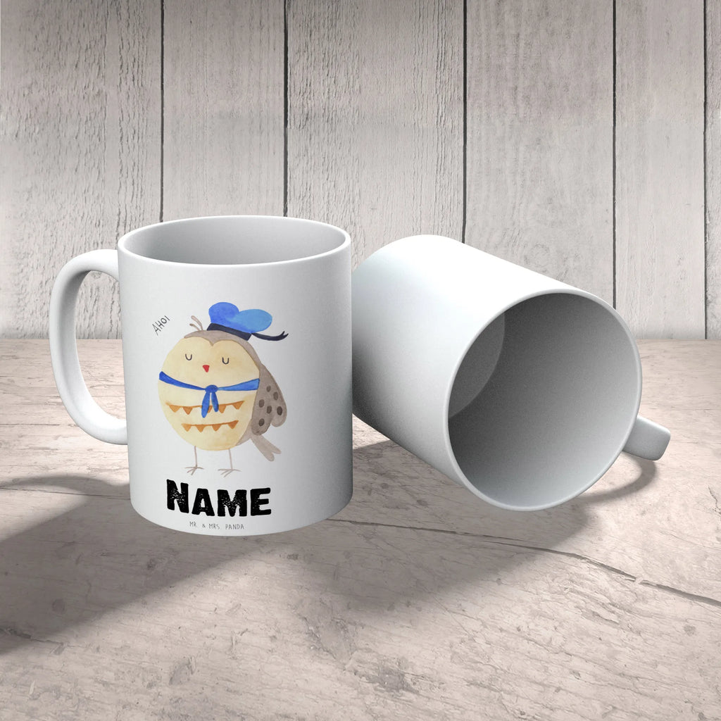 Personalisierte Tasse Eule Matrosen Tasse mit Namen, Tasse, Namen, Namenstasse, Personalisiert, Personalisierte Tasse, Wunschname, Drucken, Eule, Seefahrer, Matrose, Ehe, Hochzeitstag Geschenk, Eule Deko, Owl, Freundin, Eule Spruch, Wortspiel lustig, Heimathafen