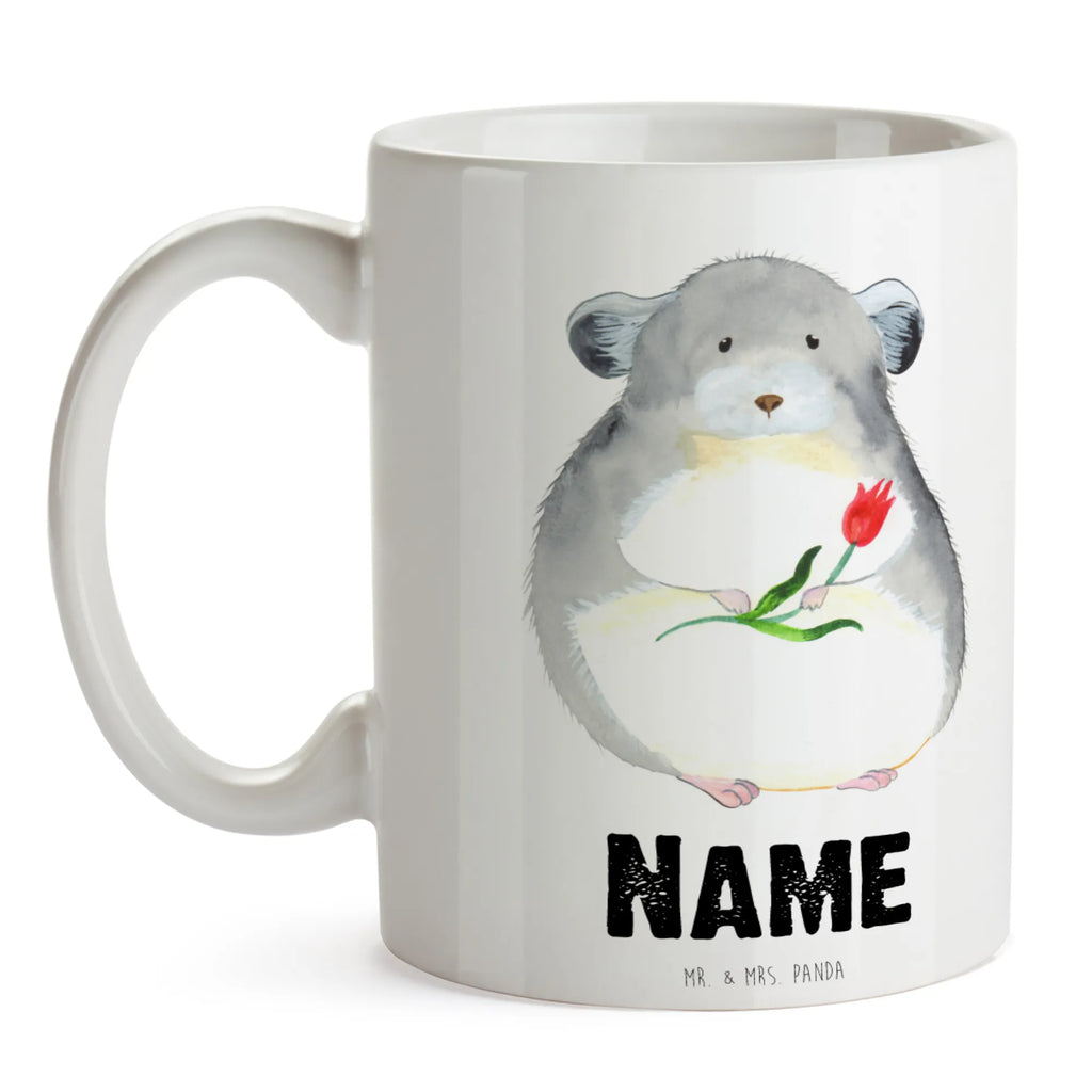 Personalisierte Tasse Chinchilla mit Blume Tasse, Personalisierte Tasse, Tasse mit Namen, Wunschname, Drucken, Namen, Personalisiert, Namenstasse, Tiermotive, Gute Laune, lustige Sprüche, Tiere, Kummer, Chinchilla, Chaos, Büroalltag, Liebeskummer, Büro, traurig sein, Glücklichsein, Depressionen, Chinchillas