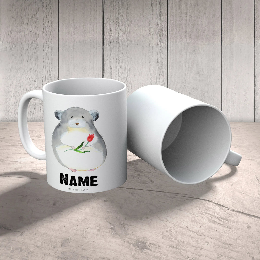Personalisierte Tasse Chinchilla mit Blume Tasse, Personalisierte Tasse, Tasse mit Namen, Wunschname, Drucken, Namen, Personalisiert, Namenstasse, Tiermotive, Gute Laune, lustige Sprüche, Tiere, Kummer, Chinchilla, Chaos, Büroalltag, Liebeskummer, Büro, traurig sein, Glücklichsein, Depressionen, Chinchillas