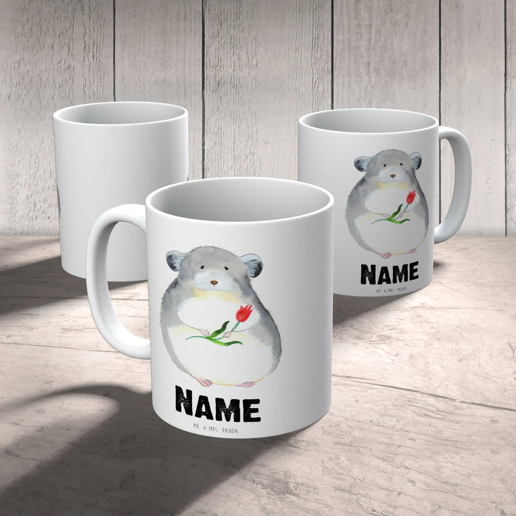 Personalisierte Tasse Chinchilla mit Blume Tasse, Personalisierte Tasse, Tasse mit Namen, Wunschname, Drucken, Namen, Personalisiert, Namenstasse, Tiermotive, Gute Laune, lustige Sprüche, Tiere, Kummer, Chinchilla, Chaos, Büroalltag, Liebeskummer, Büro, traurig sein, Glücklichsein, Depressionen, Chinchillas