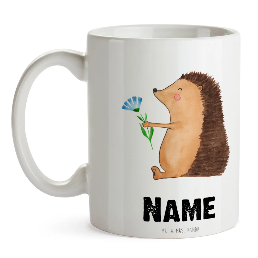 Personalised cup Hedgehog Flower small animals, cute, funny, cute animal motives, hand drawn, small world, funny sayings, good mood, happy, gifts, gift ideas, special gifts, animal lover, card, recovery wishes, get well soon, hedgehog, hospital, sick, visit, illness