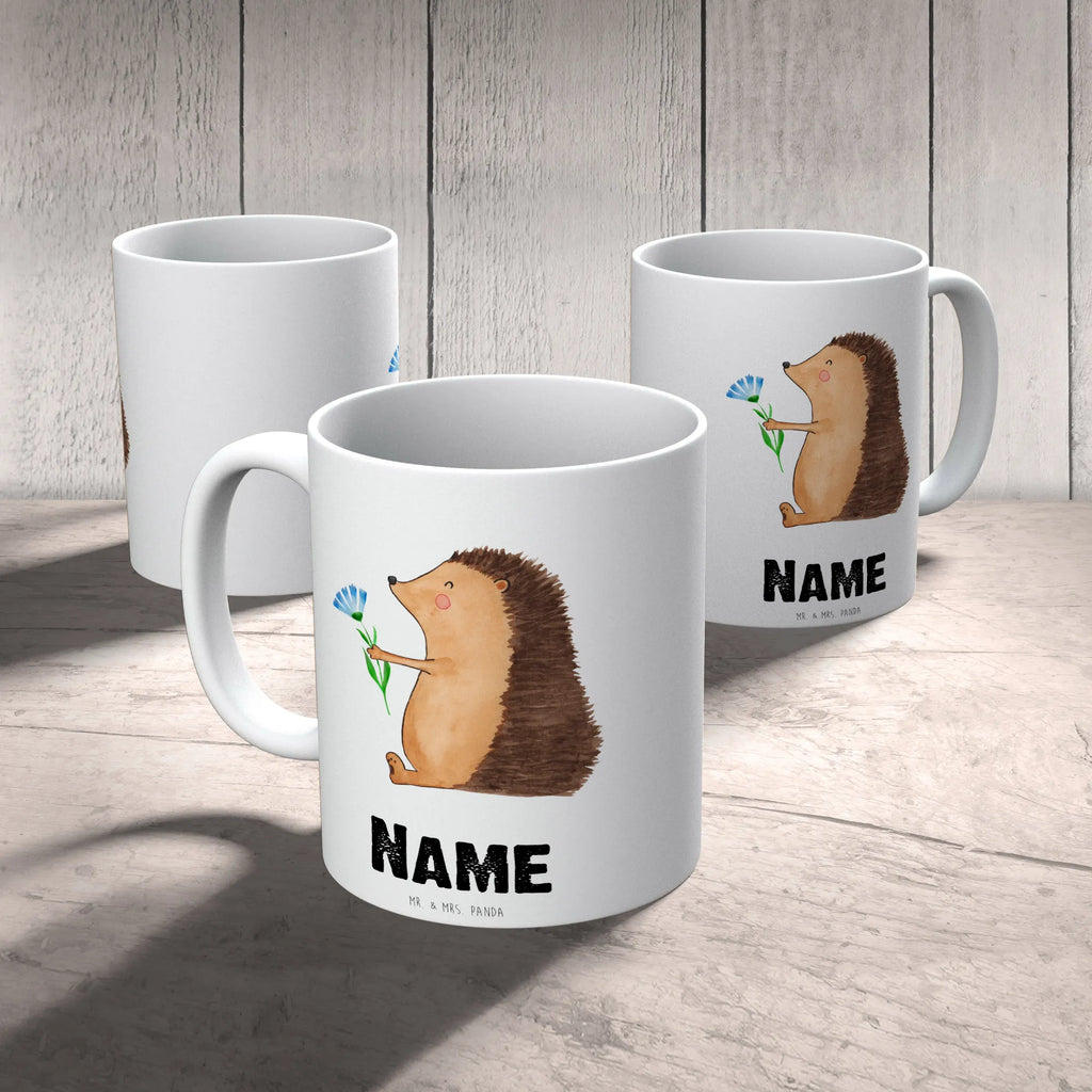 Personalised cup Hedgehog Flower small animals, cute, funny, cute animal motives, hand drawn, small world, funny sayings, good mood, happy, gifts, gift ideas, special gifts, animal lover, card, recovery wishes, get well soon, hedgehog, hospital, sick, visit, illness