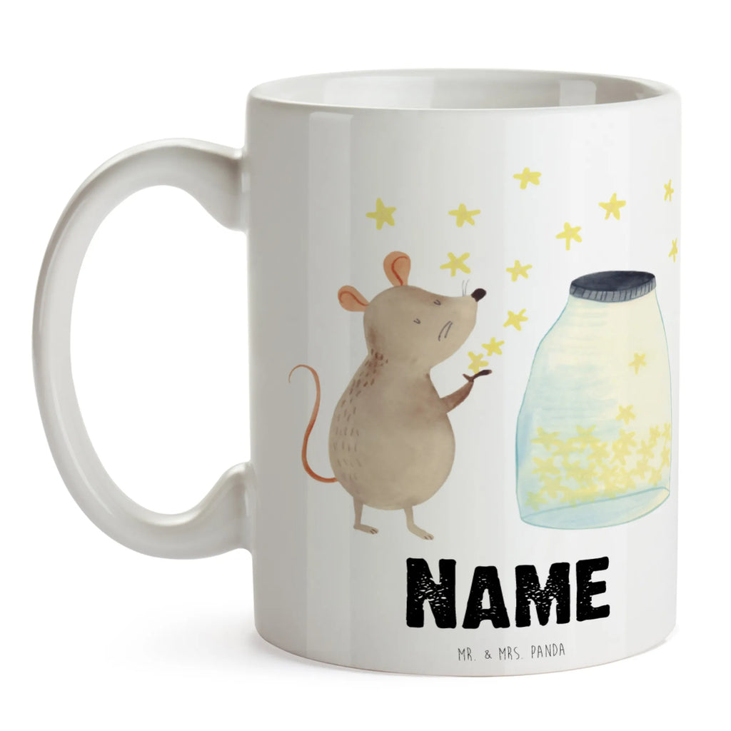Personalised cup Mouse Stars small animals, cute, funny, cute animal motives, hand drawn, small world, funny sayings, good mood, happy, gifts, gift ideas, special gifts, animal lover, card, child birthday, hope, dreams, birthday, pregnancy, stars, birth, wish, child, baptism, first child, baptism gift, Mouse