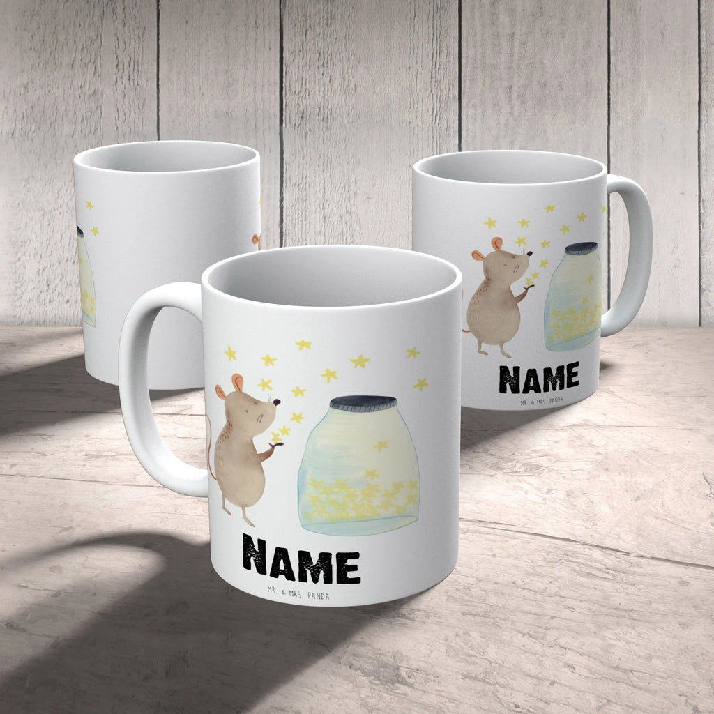 Personalised cup Mouse Stars small animals, cute, funny, cute animal motives, hand drawn, small world, funny sayings, good mood, happy, gifts, gift ideas, special gifts, animal lover, card, child birthday, hope, dreams, birthday, pregnancy, stars, birth, wish, child, baptism, first child, baptism gift, Mouse