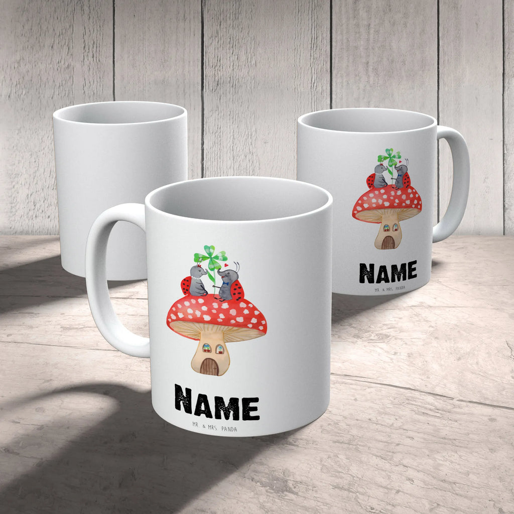 Personalised cup ladybug toadstool small animals, cute, funny, cute animal motives, hand drawn, small world, funny sayings, good mood, happy, gifts, gift ideas, special gifts, animal lover, card, flat, house, house of fleshy fungi, ladybird, at home, toadstool
