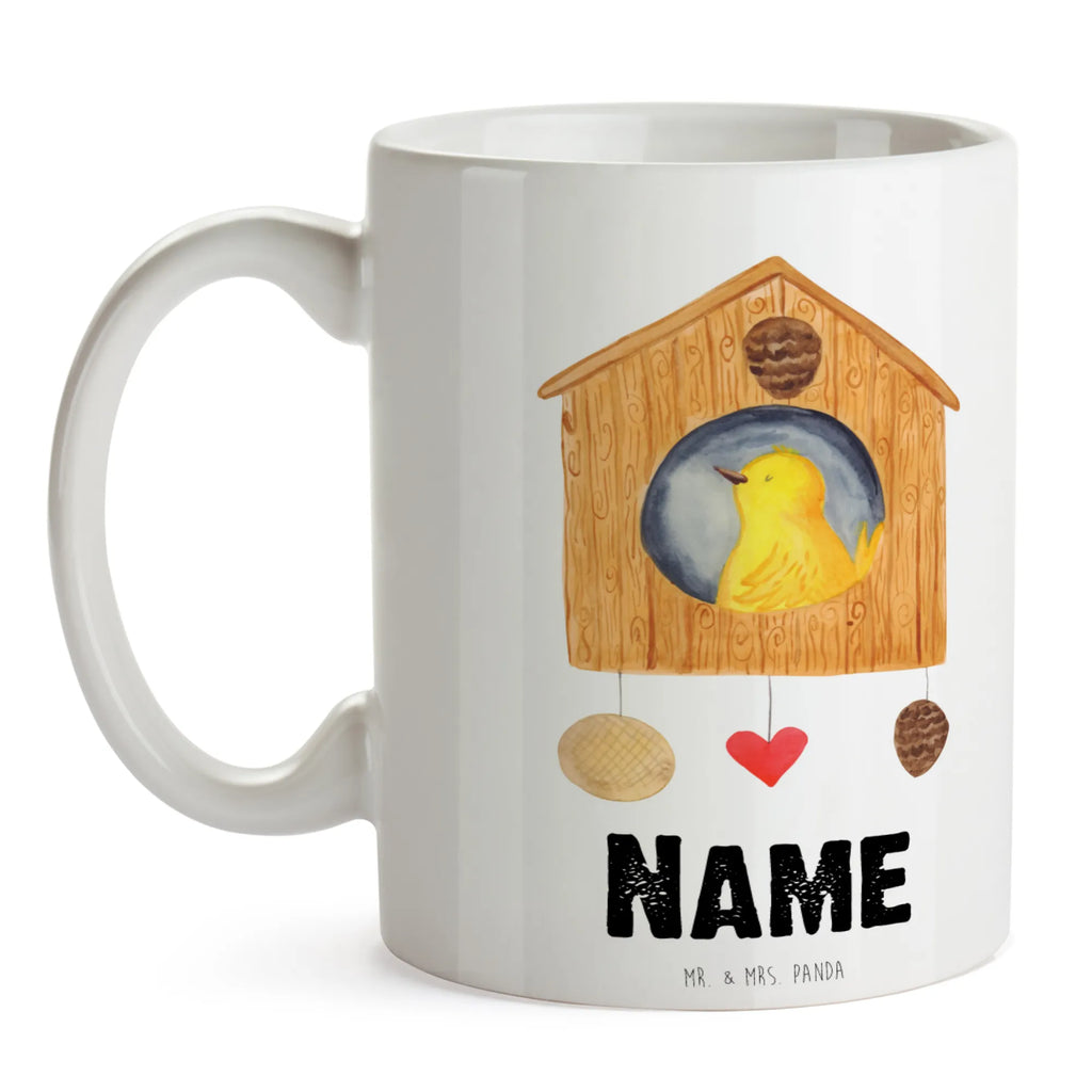 Personalisierte Tasse Vogelhaus Personalisiert, Namenstasse, Tasse mit Namen, Tasse, Personalisierte Tasse, Namen, Wunschname, Drucken, Tiermotive, Gute Laune, lustige Sprüche, Tiere, Home sweet home, Vögel, Familie, Wohnung, Lieblingsort, Vogel, Eigenheim, Zuhause, Nest, Castle, Vogelhaus, Haus, Vogelhäuschen, unser Haus