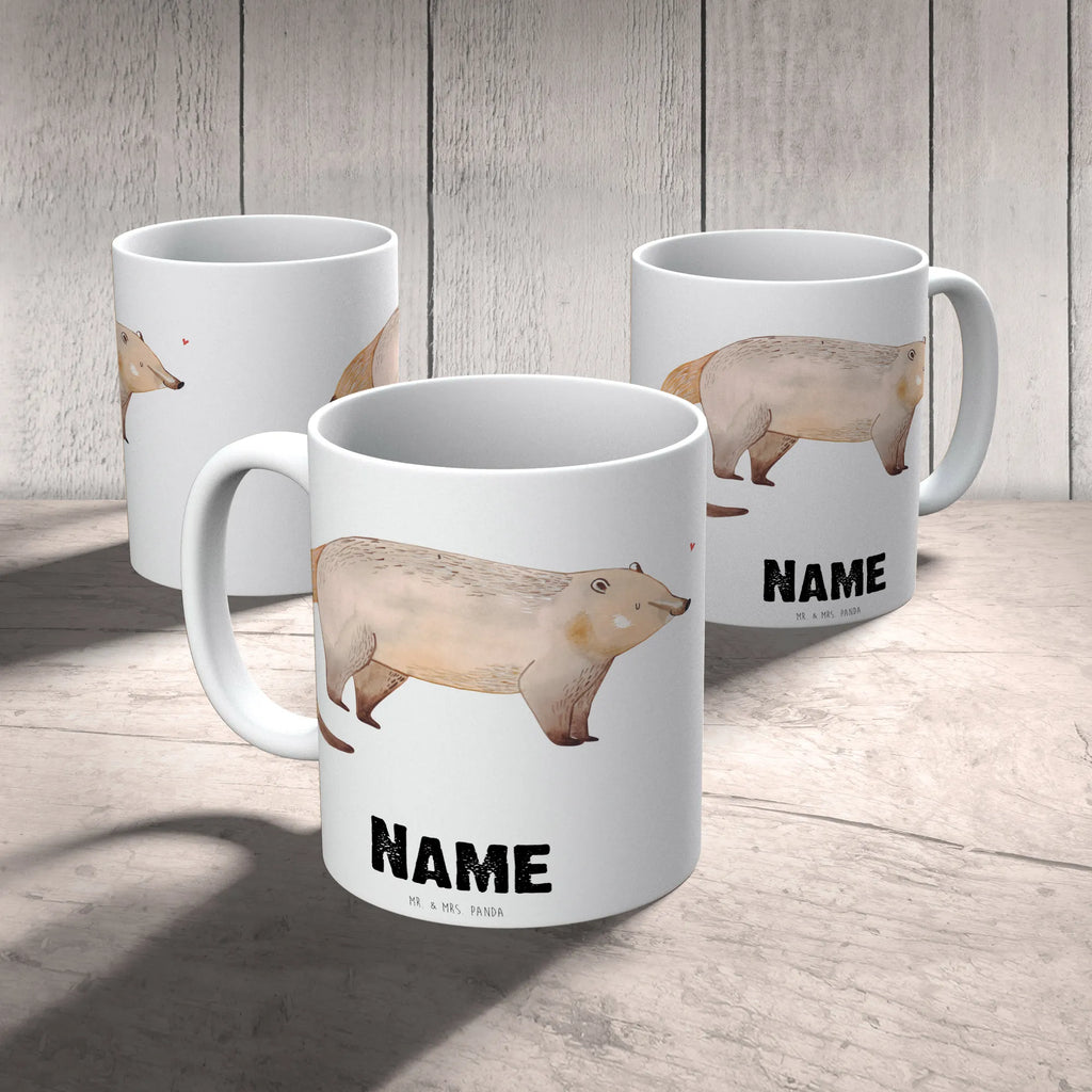 Personalisierte Tasse Nasenbär Tasse mit Namen, Personalisiert, Wunschname, Namen, Personalisierte Tasse, Tasse, Namenstasse, Drucken, Lustige Sprüche, Tiere, Tiermotive, Gute Laune, Nasenbär, Rüsselbär, Nasenbären, Bär