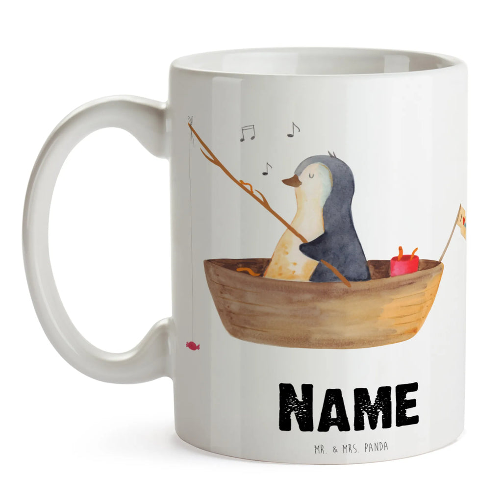 Personalisierte Tasse Pinguin Angelboot Namen, Wunschname, Tasse, Tasse mit Namen, Personalisiert, Personalisierte Tasse, Drucken, Namenstasse, Pinguin, Boot, Neustart, Pinguine, Neuanfang, Angelboot, Scheidung, Motivation, Trennung, Leben, Lebenslust, genießen, Geschenkidee Liebeskummer, Angeln