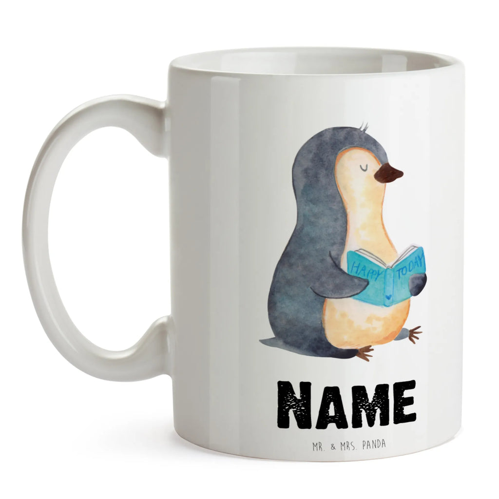 Personalisierte Tasse Pinguin Buch Tasse, Personalisiert, Personalisierte Tasse, Drucken, Tasse mit Namen, Namen, Namenstasse, Wunschname, Pinguin, Buch, Nichtstun, Faulenzen, Bücherwurm, Urlaub, Freizeit, Ferien, Pinguine, Lesen