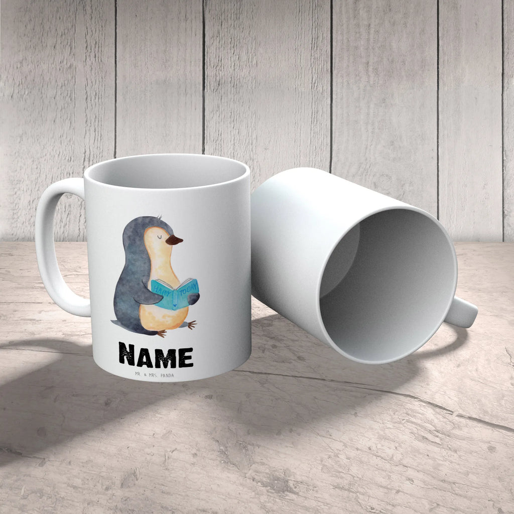 Personalisierte Tasse Pinguin Buch Tasse, Personalisiert, Personalisierte Tasse, Drucken, Tasse mit Namen, Namen, Namenstasse, Wunschname, Pinguin, Buch, Nichtstun, Faulenzen, Bücherwurm, Urlaub, Freizeit, Ferien, Pinguine, Lesen
