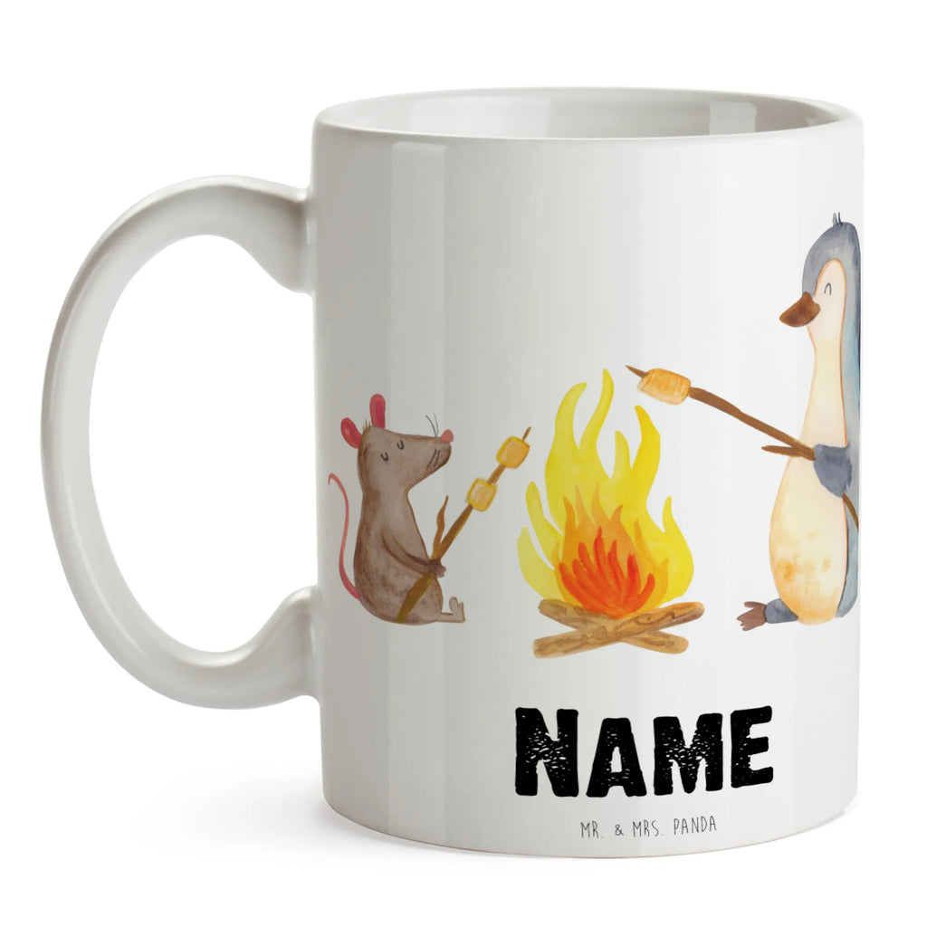 Personalised cup Penguin campfire Penguin, North Pole, Winter, Penguins, work, love, job, life motivation, motivation, life motto, life, penguins, new start, campfire, fire, everyday office life, office, mouse, marshmallows, barbecue