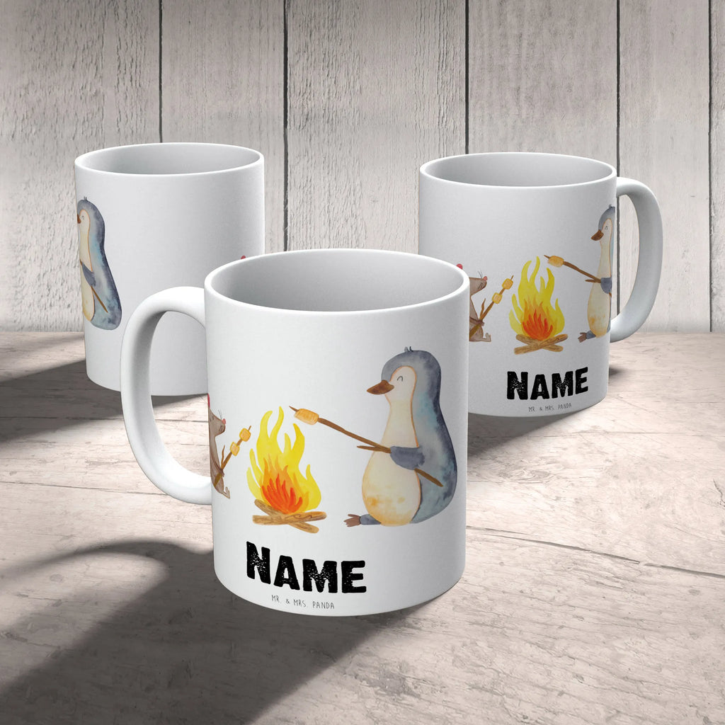 Personalised cup Penguin campfire Penguin, North Pole, Winter, Penguins, work, love, job, life motivation, motivation, life motto, life, penguins, new start, campfire, fire, everyday office life, office, mouse, marshmallows, barbecue