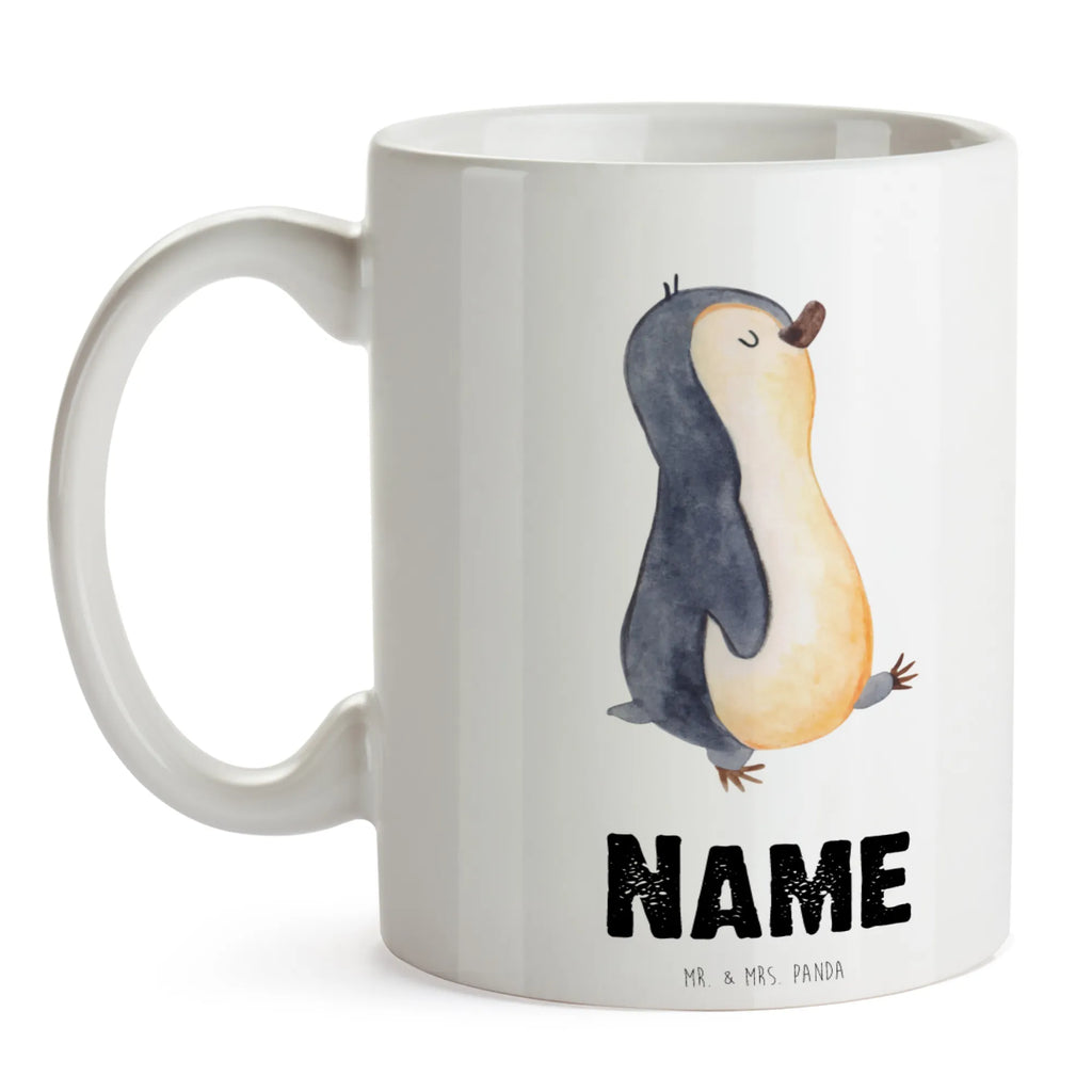 Personalisierte Tasse Pinguin marschierend Wunschname, Namen, Namenstasse, Tasse, Tasse mit Namen, Personalisierte Tasse, Drucken, Personalisiert, Pinguin, Pinguine, Bruder, Langschläfer, Familie, Schwester, Frühaufsteher