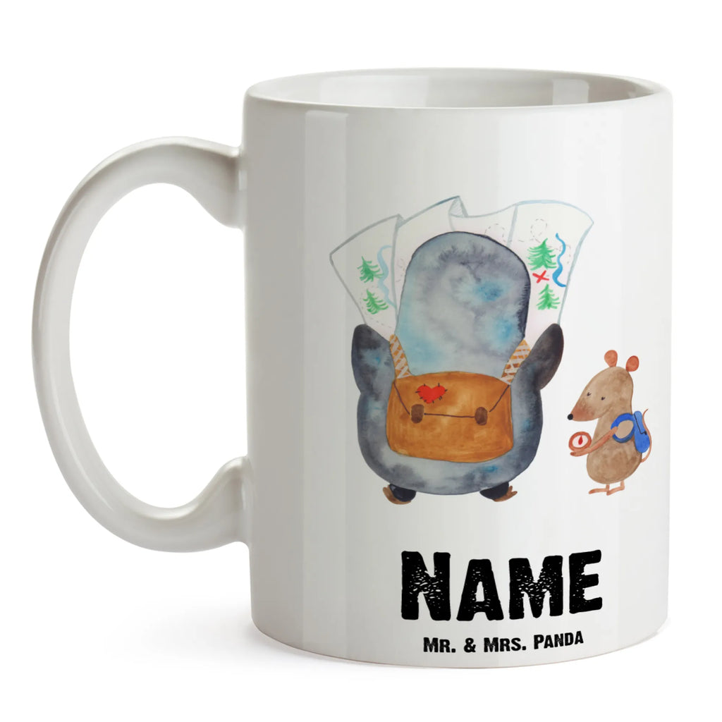 Personalisierte Tasse Pinguin & Maus Wanderer Tasse, Namenstasse, Namen, Wunschname, Tasse mit Namen, Drucken, Personalisierte Tasse, Personalisiert, Pinguin, Wanderlust, Abenteuer, Roadtrip, Ausflug, Pinguine, Abenteurer, Wandern