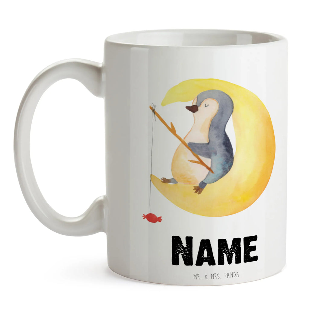 Personalisierte Tasse Pinguin Mond Wunschname, Personalisiert, Drucken, Tasse, Namenstasse, Personalisierte Tasse, Namen, Tasse mit Namen, Pinguin, Nachtruhe, schlafen, Einschlafen, Schlafzimmer, Gästezimmer, Spruch, Pinguine, Schlafstörungen