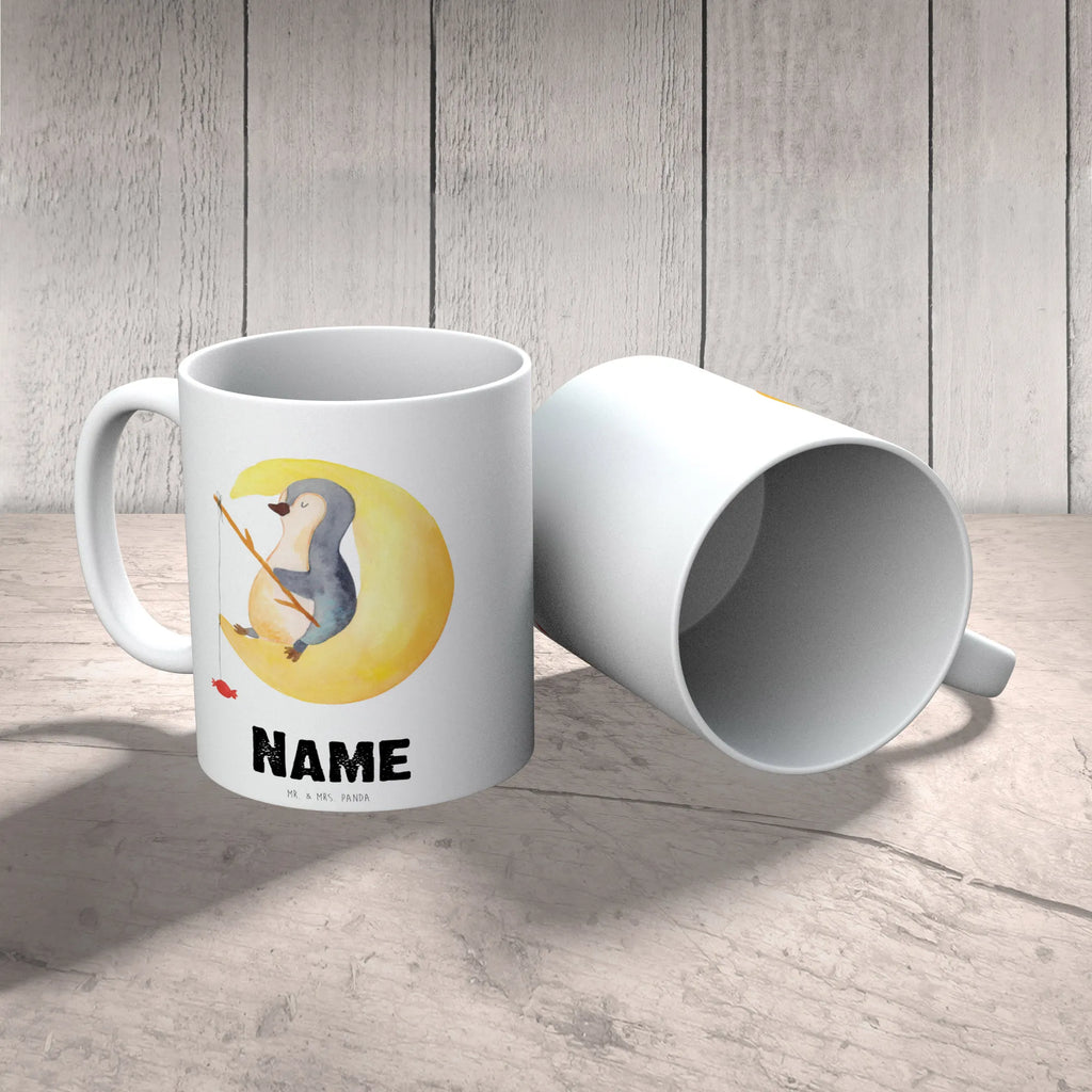 Personalisierte Tasse Pinguin Mond Wunschname, Personalisiert, Drucken, Tasse, Namenstasse, Personalisierte Tasse, Namen, Tasse mit Namen, Pinguin, Nachtruhe, schlafen, Einschlafen, Schlafzimmer, Gästezimmer, Spruch, Pinguine, Schlafstörungen