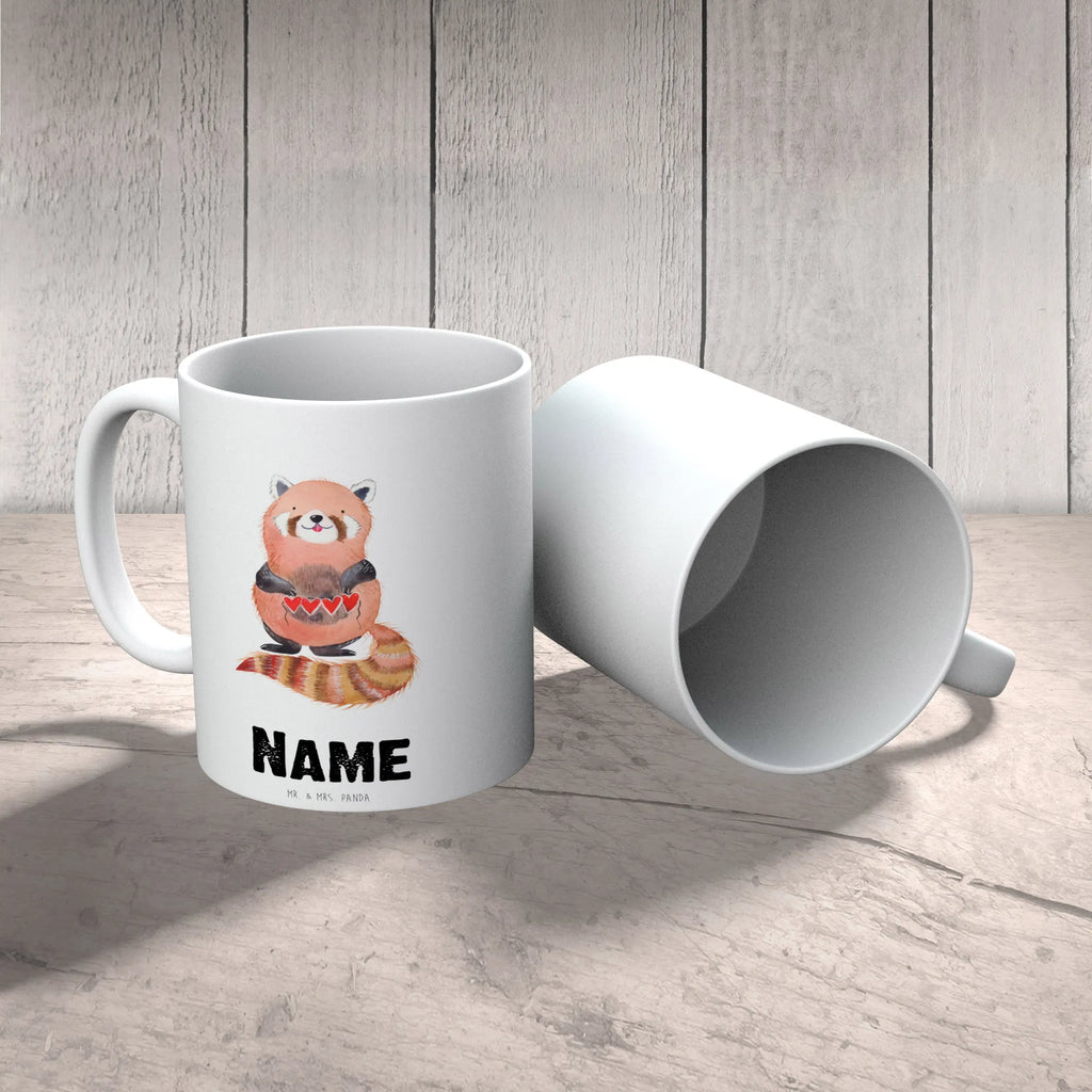 Personalisierte Tasse Roter Panda Drucken, Wunschname, Namen, Personalisiert, Personalisierte Tasse, Tasse, Tasse mit Namen, Namenstasse, Tiermotive, Gute Laune, lustige Sprüche, Tiere, Herz, Lieblingsmensch, Liebling, Rot, Panda, Liebe