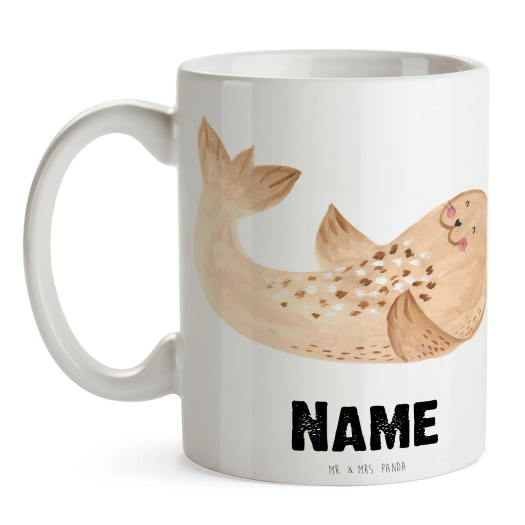 Personalisierte Tasse Robbe Liegen Personalisierte Tasse, Drucken, Tasse mit Namen, Tasse, Namenstasse, Wunschname, Personalisiert, Namen, Tiermotive, Gute Laune, lustige Sprüche, Tiere, Robbe, Meerestier, Seehund, Freude, Ostsee, Robben, Lachen, Strand, Nordsee