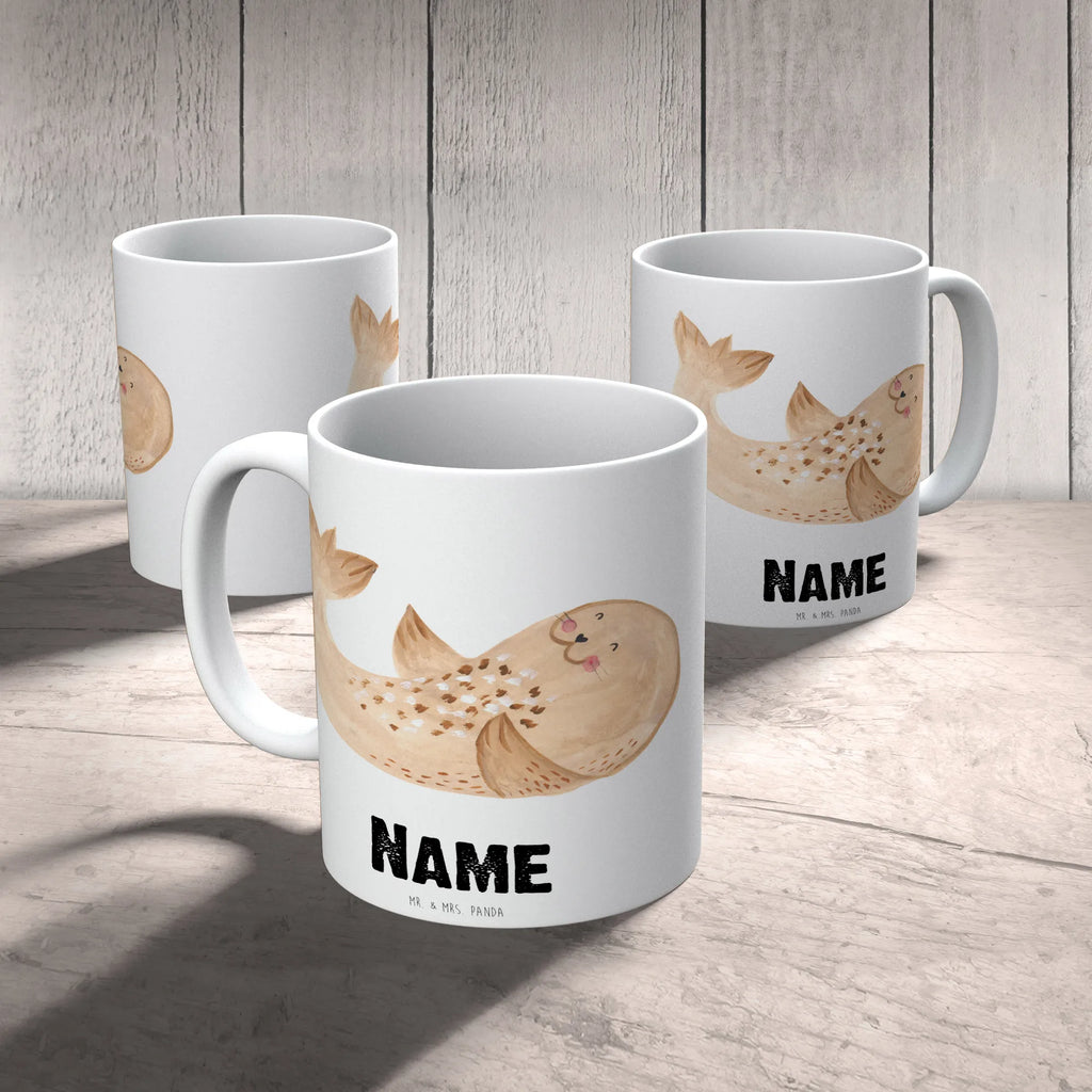 Personalisierte Tasse Robbe Liegen Personalisierte Tasse, Drucken, Tasse mit Namen, Tasse, Namenstasse, Wunschname, Personalisiert, Namen, Tiermotive, Gute Laune, lustige Sprüche, Tiere, Robbe, Meerestier, Seehund, Freude, Ostsee, Robben, Lachen, Strand, Nordsee