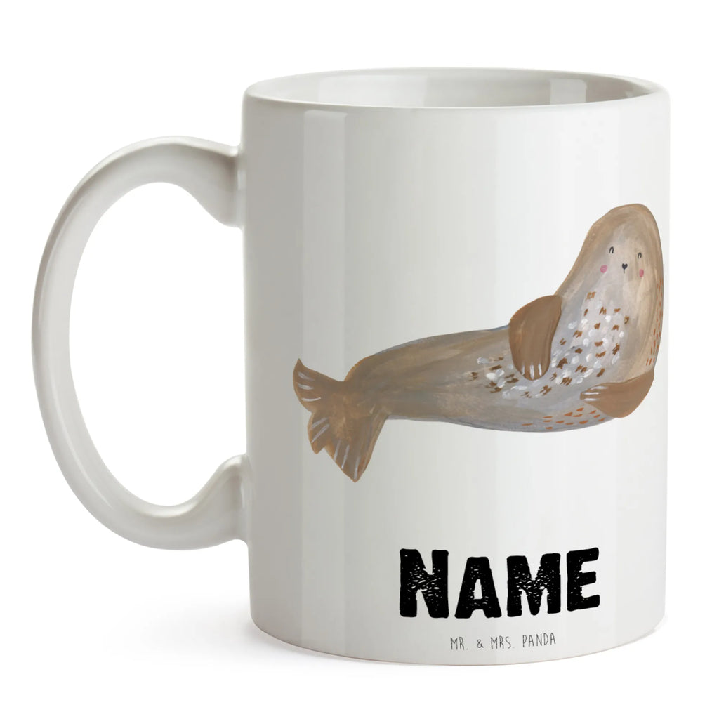 Personalisierte Tasse Robbe lachend Tasse mit Namen, Drucken, Tasse, Personalisiert, Wunschname, Personalisierte Tasse, Namen, Namenstasse, Tiermotive, Gute Laune, lustige Sprüche, Tiere, Ostsee, Nordsee, Strand, Seehund, Robbe, Meerestier, Robben