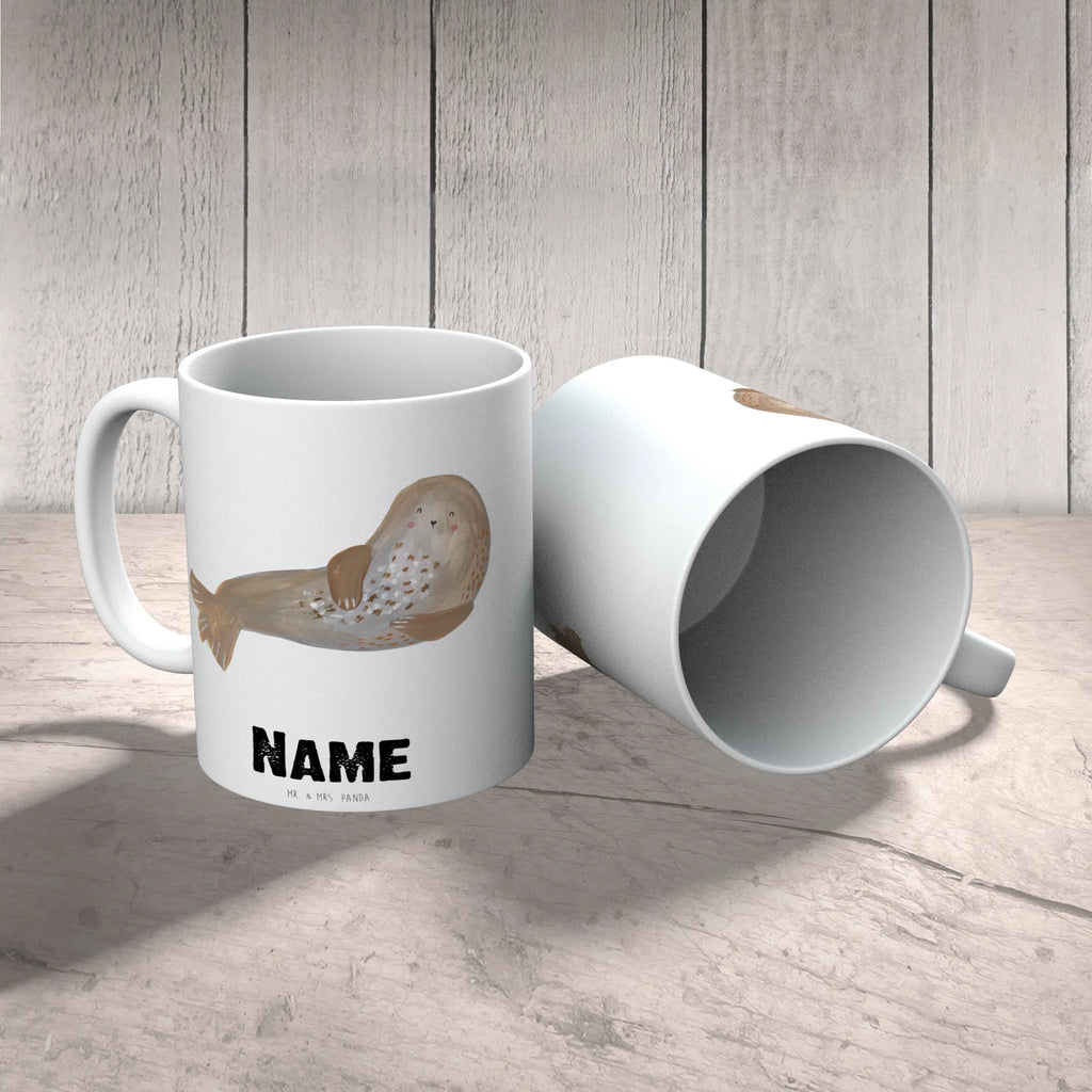 Personalisierte Tasse Robbe lachend Tasse mit Namen, Drucken, Tasse, Personalisiert, Wunschname, Personalisierte Tasse, Namen, Namenstasse, Tiermotive, Gute Laune, lustige Sprüche, Tiere, Ostsee, Nordsee, Strand, Seehund, Robbe, Meerestier, Robben