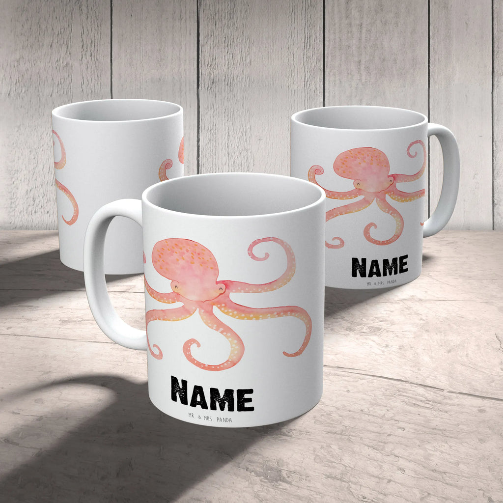 Personalised cup Squid small animals, cute, funny, cute animal motives, hand drawn, small world, funny sayings, good mood, happy, gifts, gift ideas, special gifts, animal lover, card, ocean, sea, squid, sea animal, arms, water, octopus