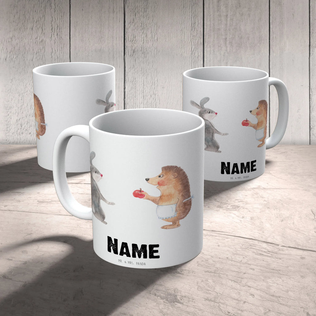 Personalised cup Hare Hedgehog small animals, cute, funny, cute animal motives, hand drawn, small world, funny sayings, good mood, happy, gifts, gift ideas, special gifts, animal lover, card, consolation, Hedgehog, Hedgehog and hare, heartache, lovesickness gift, hare, pain of separation, love saying, romantic saying