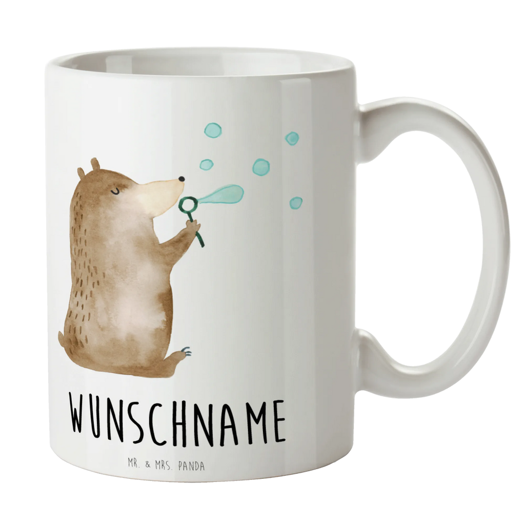 Personalisierte Tasse Bär Seifenblasen Drucken, Personalisierte Tasse, Tasse, Tasse mit Namen, Personalisiert, Namenstasse, Wunschname, Namen, Bär, Teddy, Teddybär, Seifenblasen Bär Lustig Sein Glücklich Traurig Happy