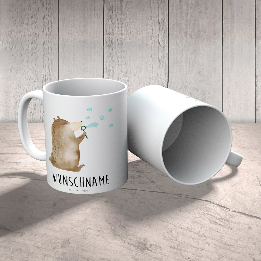 Personalisierte Tasse Bär Seifenblasen Drucken, Personalisierte Tasse, Tasse, Tasse mit Namen, Personalisiert, Namenstasse, Wunschname, Namen, Bär, Teddy, Teddybär, Seifenblasen Bär Lustig Sein Glücklich Traurig Happy