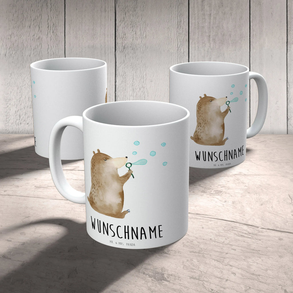 Personalisierte Tasse Bär Seifenblasen Drucken, Personalisierte Tasse, Tasse, Tasse mit Namen, Personalisiert, Namenstasse, Wunschname, Namen, Bär, Teddy, Teddybär, Seifenblasen Bär Lustig Sein Glücklich Traurig Happy
