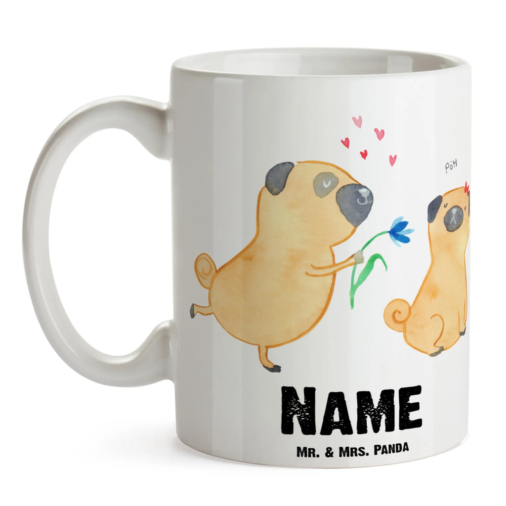 Personalised cup pug In love dog, mutt, hound, woof, dog mama, dog breed, love dogs, love for dogs, dog decorative items, bag with dog print, funny gifts for dog owners, what do you give a dog lover, Christmas gifts for dogs, gifts for dogs, dog sayings, in love, boob, dog love, love, love saying. Engaged, Pug, gift friend, partner