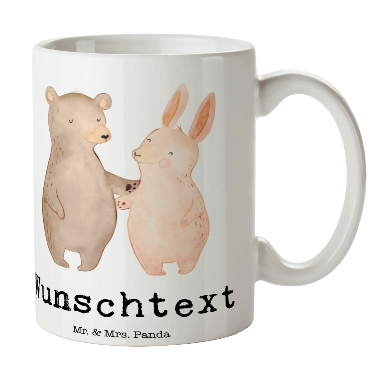 Personalised cup bear and rabbit Embrace Love, Loving, Two, Together, Marriage, Engagement, Proposal of marriage, Love gift, gift for her, gift for him, anniversary gift, friends, bear, best friend, rabbit, best friends