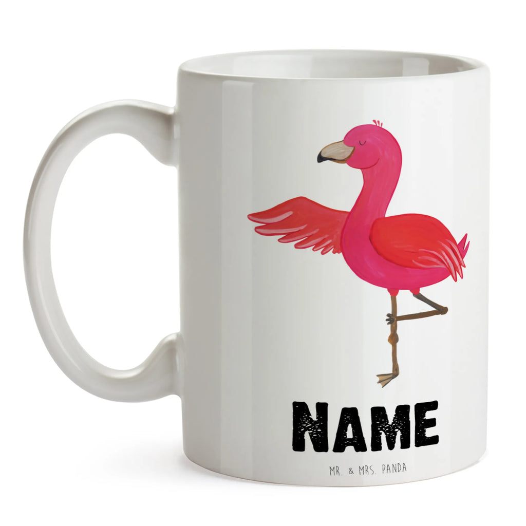 Personalisierte Tasse Flamingo Yoga Wunschname, Personalisierte Tasse, Personalisiert, Tasse mit Namen, Namenstasse, Tasse, Drucken, Namen, Flamingo, Achtsamkeit, Namaste, Yoga-Übung, Vogel, Ärger, Yoga, Tiefenentspannung, Aufregen, Entspannung