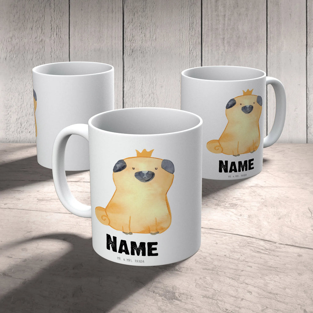 Personalisierte Tasse Mops Krone Drucken, Namenstasse, Wunschname, Tasse mit Namen, Tasse, Personalisiert, Namen, Personalisierte Tasse, Sprüche, Hund, Hunderasse, Hundebesitzer, Hundemotiv, Haustier, Tierliebhaber, Hundebesitzer. Spruch, Allergisch, Kinderlos, Lustig, Mops, Hausregel