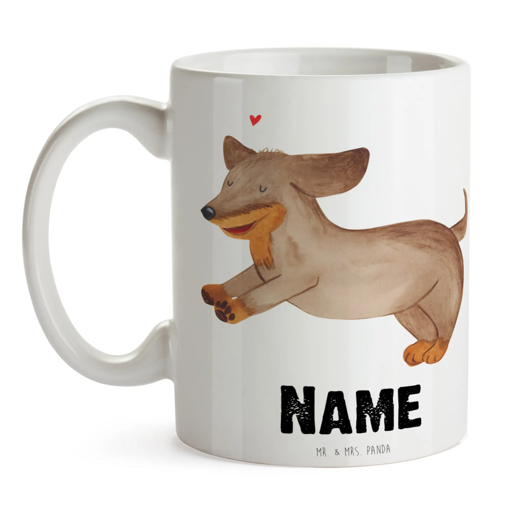 Personalisierte Tasse Hund Dackel fröhlich Personalisiert, Tasse, Drucken, Wunschname, Namenstasse, Tasse mit Namen, Namen, Personalisierte Tasse, Sprüche, Hund, Hunderasse, Hundebesitzer, Hundemotiv, Haustier, Tierliebhaber, Dachshund, Hunde, Dackel, Happy Dog