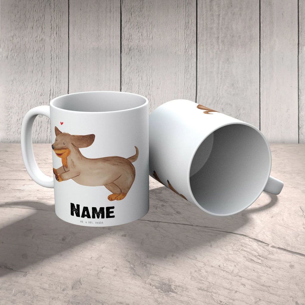 Personalisierte Tasse Hund Dackel fröhlich Personalisiert, Tasse, Drucken, Wunschname, Namenstasse, Tasse mit Namen, Namen, Personalisierte Tasse, Sprüche, Hund, Hunderasse, Hundebesitzer, Hundemotiv, Haustier, Tierliebhaber, Dachshund, Hunde, Dackel, Happy Dog