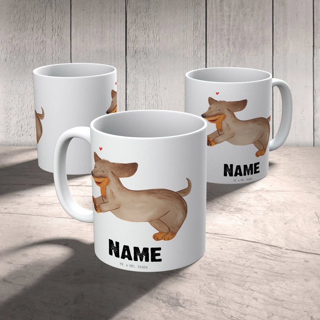Personalisierte Tasse Hund Dackel fröhlich Personalisiert, Tasse, Drucken, Wunschname, Namenstasse, Tasse mit Namen, Namen, Personalisierte Tasse, Sprüche, Hund, Hunderasse, Hundebesitzer, Hundemotiv, Haustier, Tierliebhaber, Dachshund, Hunde, Dackel, Happy Dog