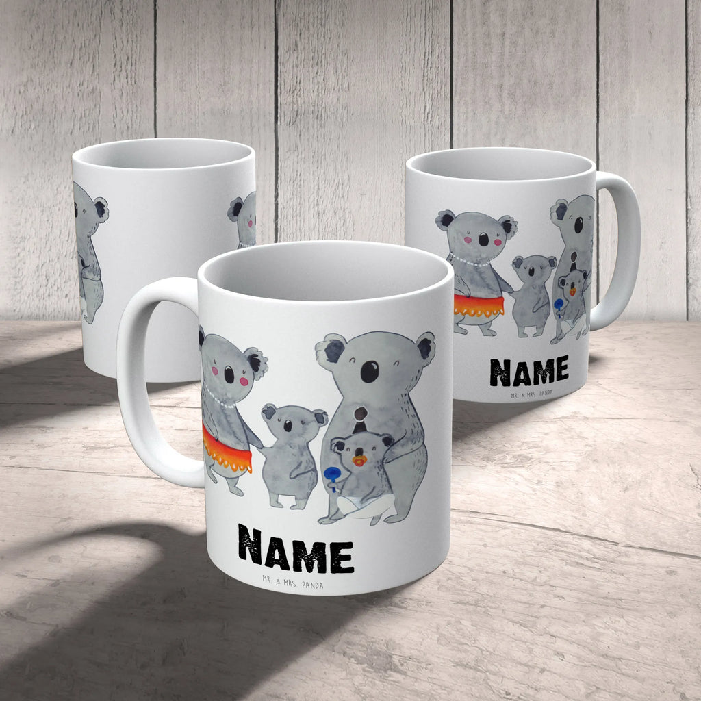 Personalisierte Tasse Koala Familie Namen, Drucken, Namenstasse, Tasse, Personalisiert, Tasse mit Namen, Wunschname, Personalisierte Tasse, Familie, Vatertag, Muttertag, Bruder, Schwester, Mama, Papa, Oma, Opa, Geschwister, Kinder, Family, Koalas, Familienleben, Koala