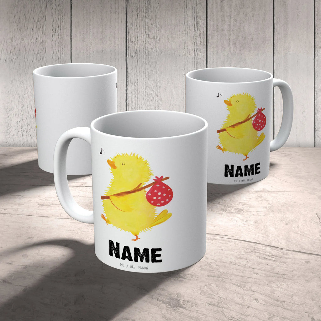 Personalised cup chick wander Easter, Easter bunny, greetings, miracles, egg, chick, joy, happy Easter, Easter greetings, backpacker, travelling, Easter egg, spring fever, nonsense, time, time management, love, Easter eggs, globetrotters