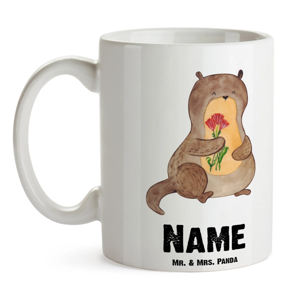 Personalisierte Tasse Otter Blumenstrauß Tasse mit Namen, Wunschname, Drucken, Personalisierte Tasse, Personalisiert, Namen, Namenstasse, Tasse, Otter, Fischotter, Seeotter, Otter Seeotter See Otter