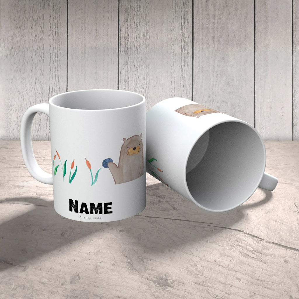 Personalisierte Tasse Otter mit Stein Personalisierte Tasse, Personalisiert, Namen, Tasse mit Namen, Drucken, Wunschname, Tasse, Namenstasse, Otter, Fischotter, Seeotter, Otter Seeotter See Otter