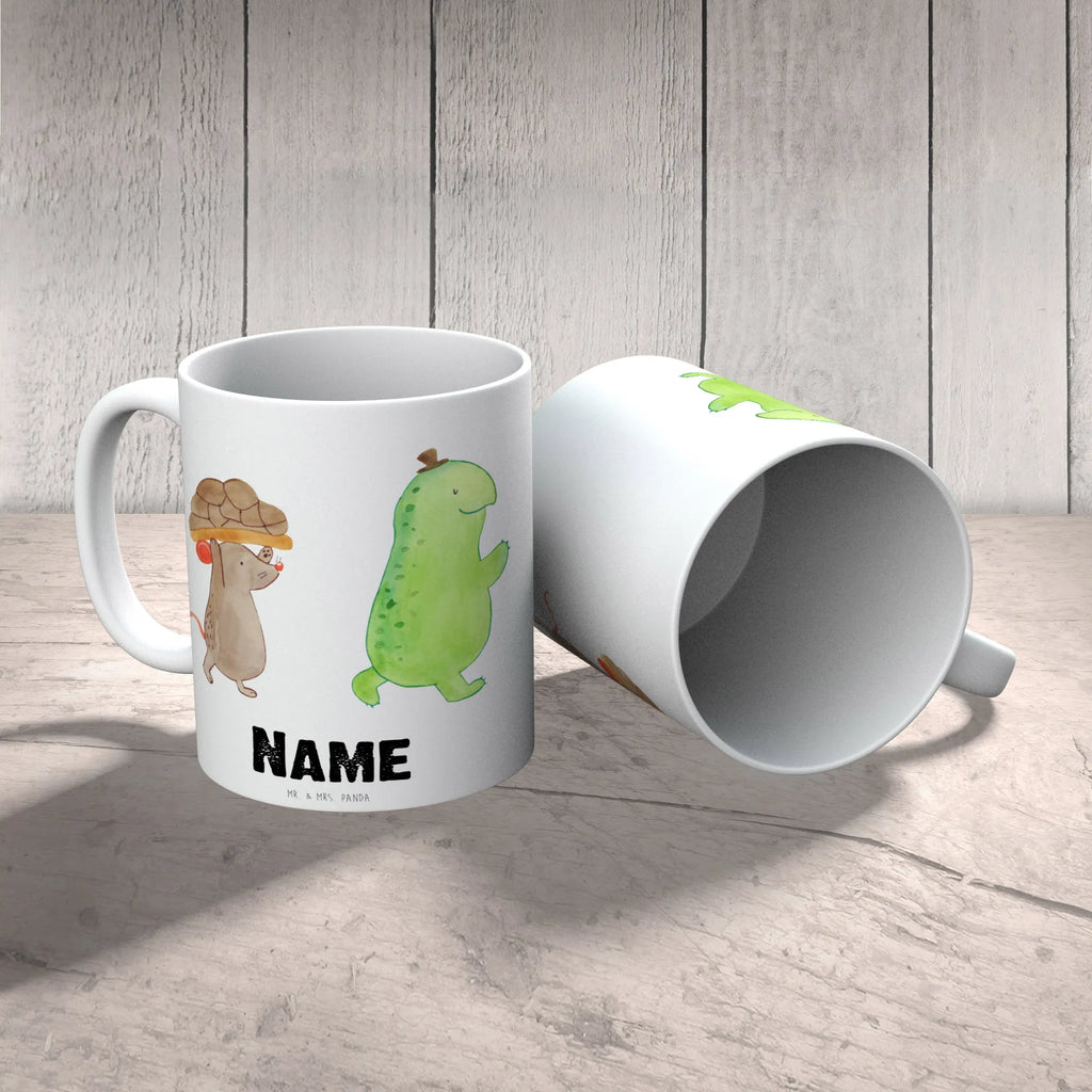 Personalisierte Tasse Schildkröte & Maus Drucken, Namenstasse, Namen, Tasse, Personalisierte Tasse, Personalisiert, Tasse mit Namen, Wunschname, Schildkröte, beste Freunde, Freundinnen, beste Freundinnen, Maus, Freunde