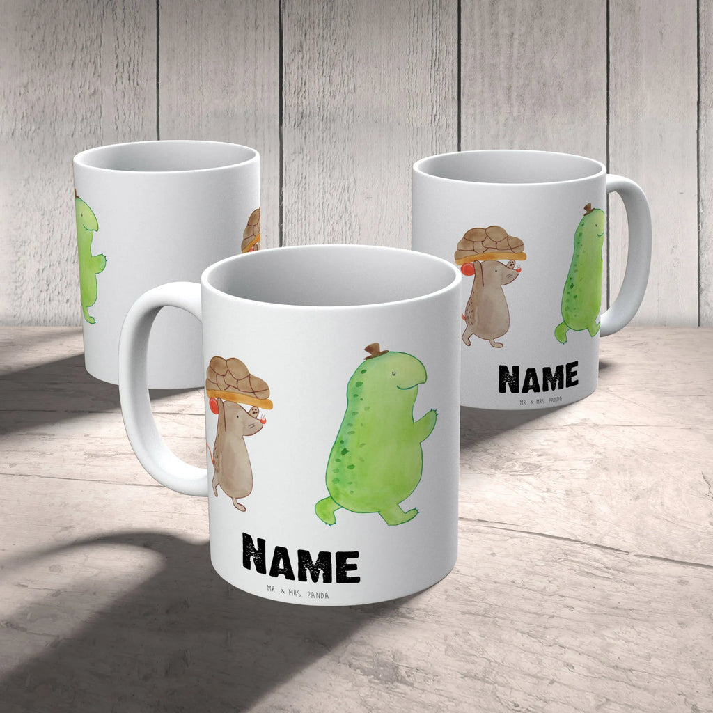 Personalisierte Tasse Schildkröte & Maus Drucken, Namenstasse, Namen, Tasse, Personalisierte Tasse, Personalisiert, Tasse mit Namen, Wunschname, Schildkröte, beste Freunde, Freundinnen, beste Freundinnen, Maus, Freunde