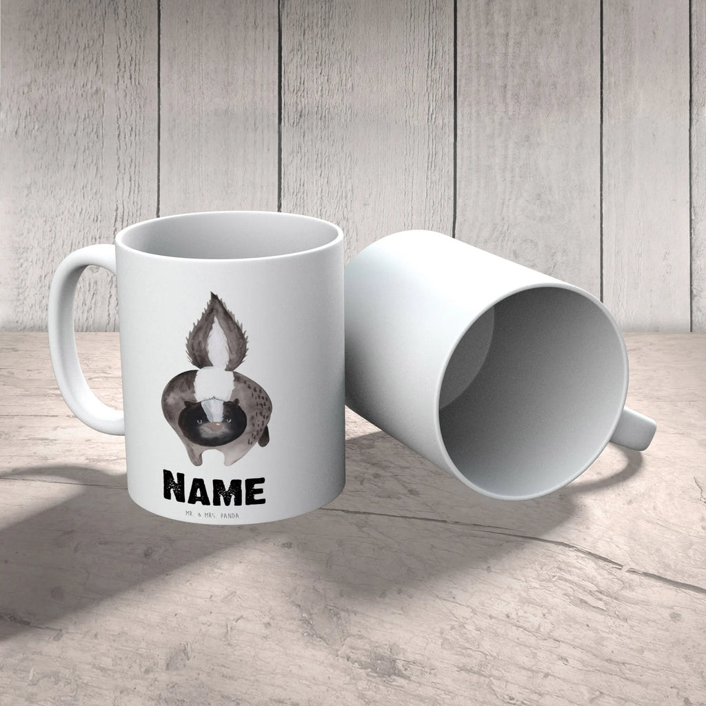 Personalisierte Tasse Stinktier Angriff Wunschname, Namenstasse, Namen, Tasse, Personalisiert, Drucken, Personalisierte Tasse, Tasse mit Namen, Stinktier, Skunk, Stinki, Stinker, Wildtier, Raubtier, wütend, Drohung