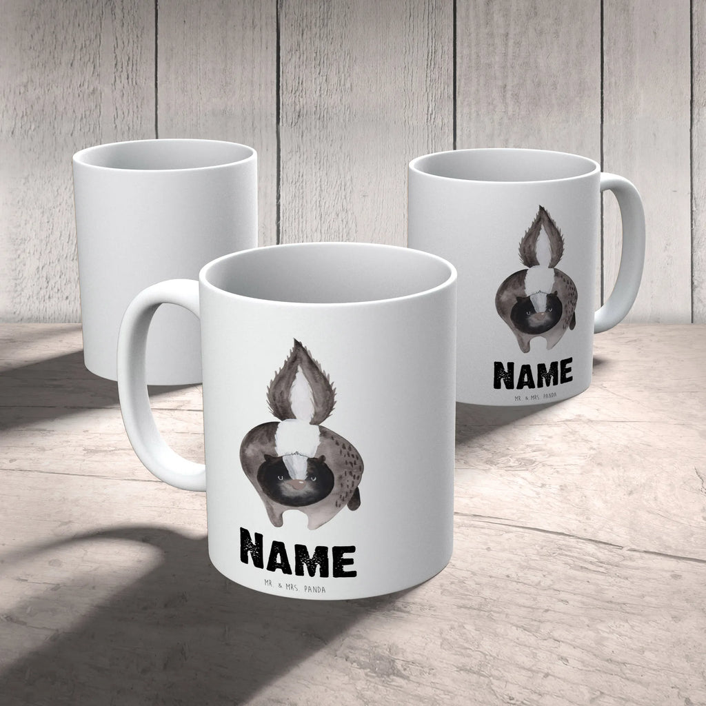 Personalisierte Tasse Stinktier Angriff Wunschname, Namenstasse, Namen, Tasse, Personalisiert, Drucken, Personalisierte Tasse, Tasse mit Namen, Stinktier, Skunk, Stinki, Stinker, Wildtier, Raubtier, wütend, Drohung