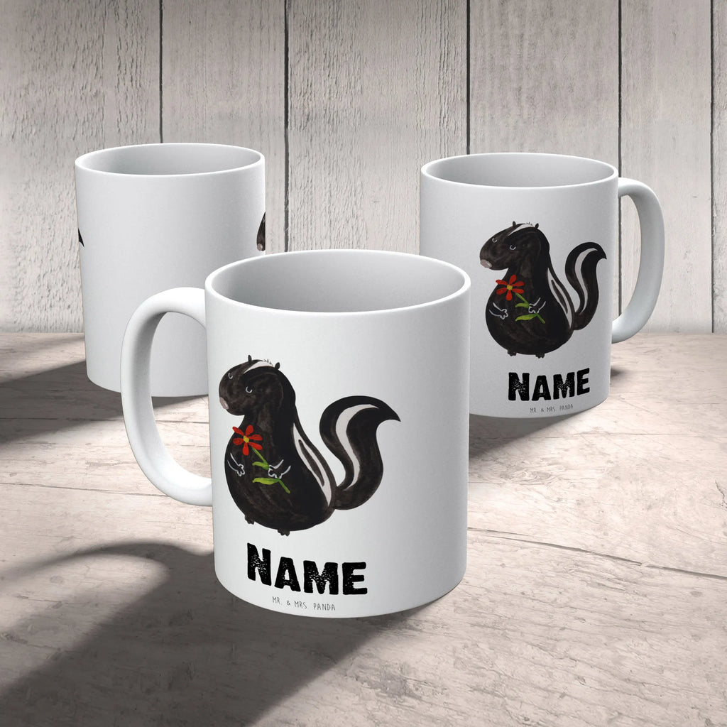 Personalisierte Tasse Stinktier Blume Tasse, Wunschname, Personalisierte Tasse, Drucken, Personalisiert, Namenstasse, Namen, Tasse mit Namen, Stinktier, Skunk, Tagträumer, Verträumt, Träume, Stinki, Wildtier, Raubtier, Dreams, Stinker