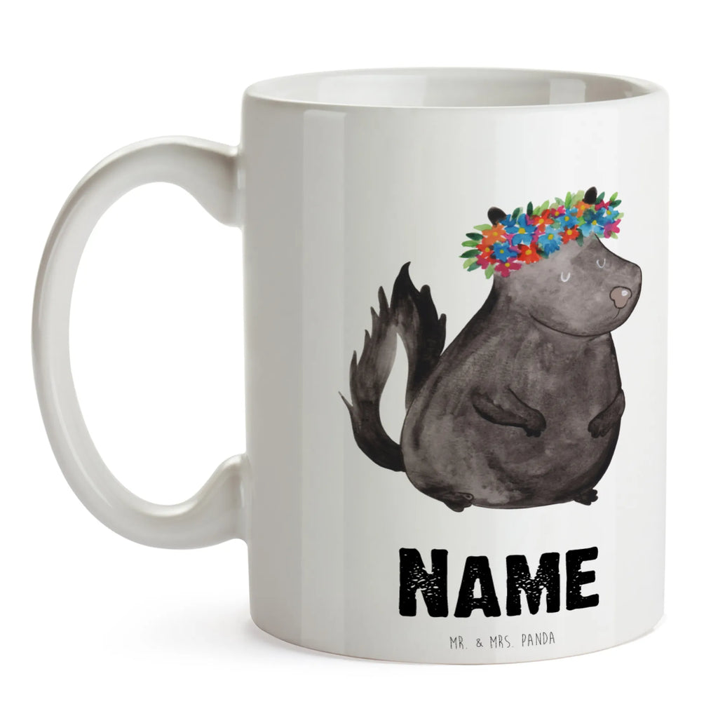 Personalisierte Tasse Stinktier Blumenmaedchen Wunschname, Personalisiert, Drucken, Personalisierte Tasse, Namen, Tasse, Tasse mit Namen, Namenstasse, Stinktier, Skunk, Wildtier, Raubtier, Yoga, Stinki, Stinker, Namaste